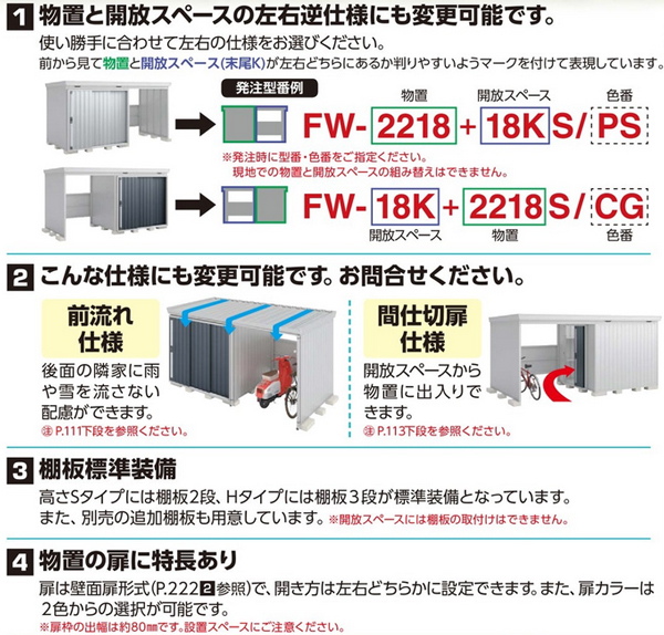 イナバ物置　フォルタ ウィズ 左側スペース型 FW-15K+1818S(多雪型) スタンダード